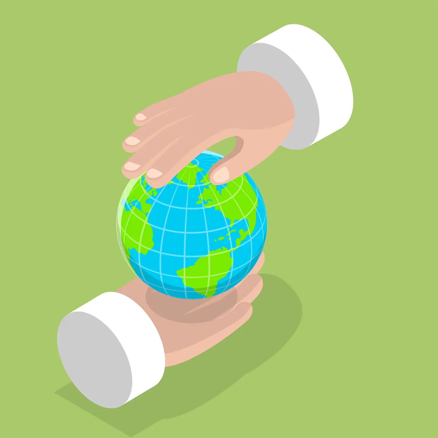 Hands protecting the Earth globe
