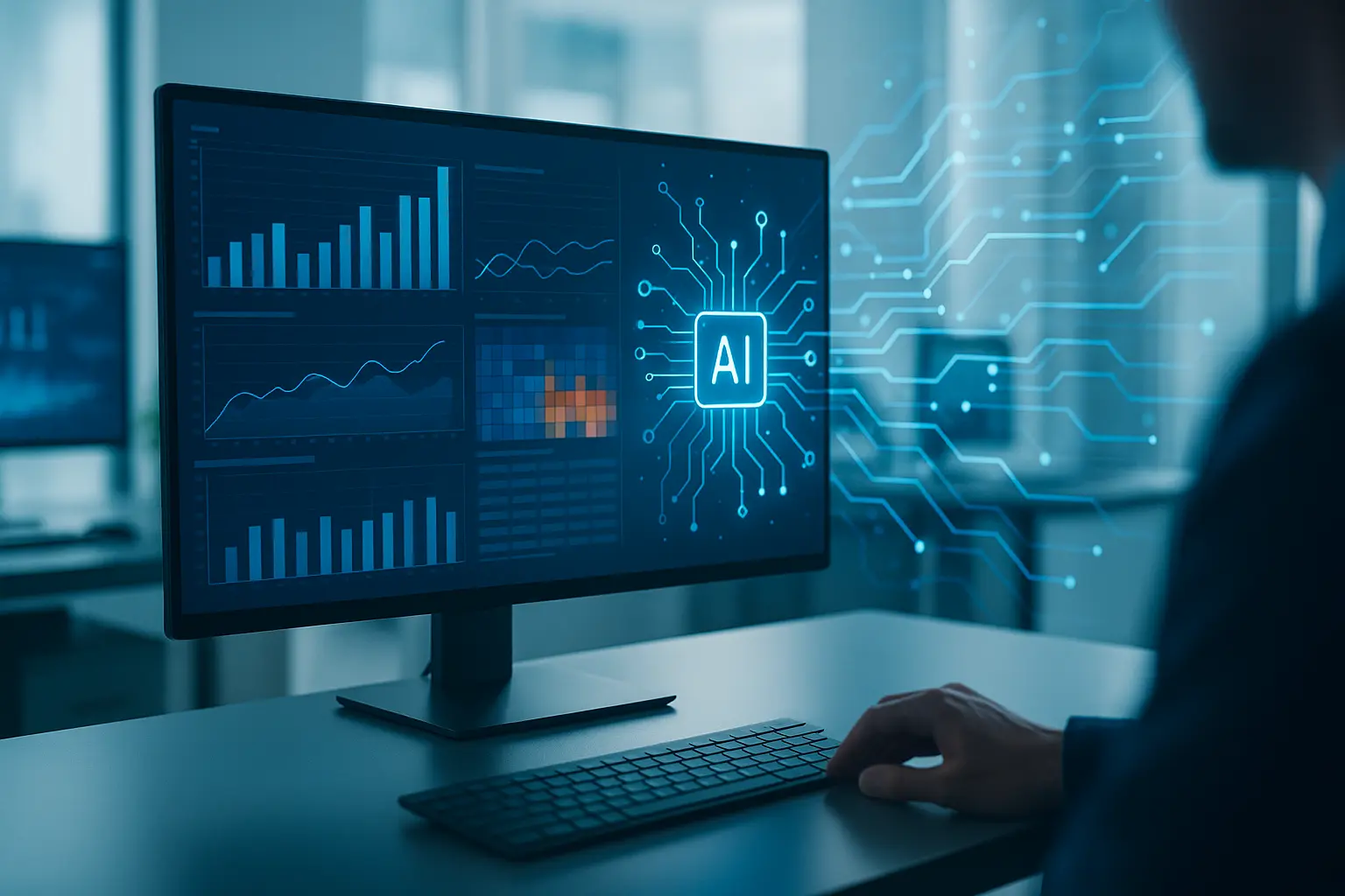 Person analyzing data with AI