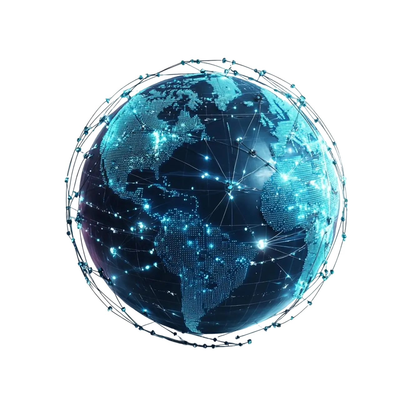 Globe with digital network connections