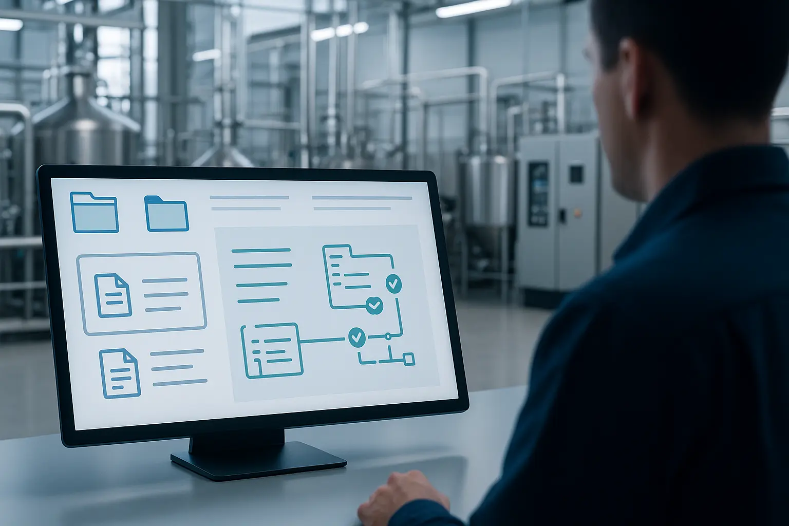 Person analyzing data on computer screen