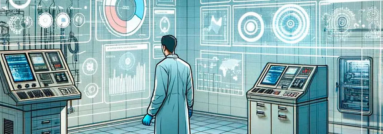 Scientist analyzing data in laboratory